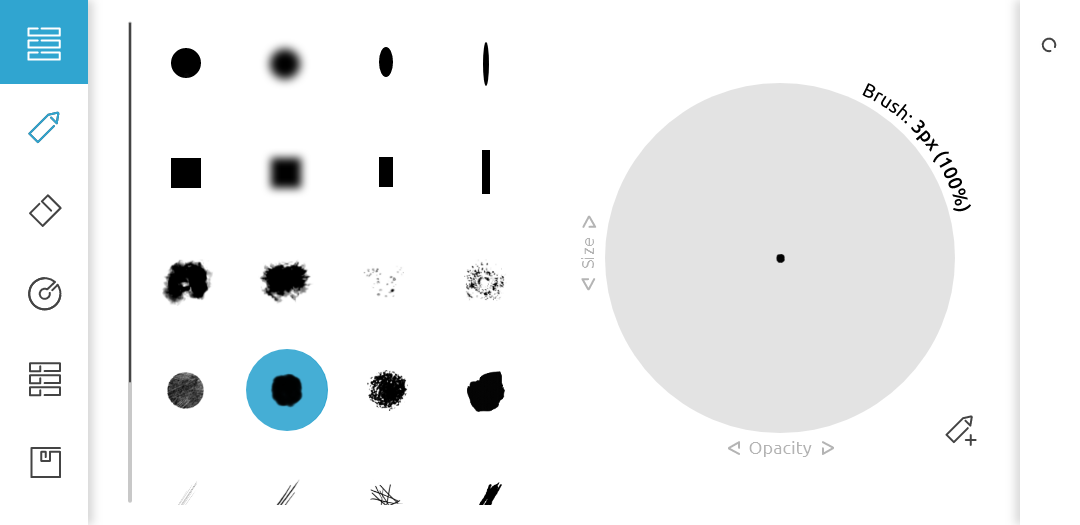 Skizzen App - Image of the brush selection