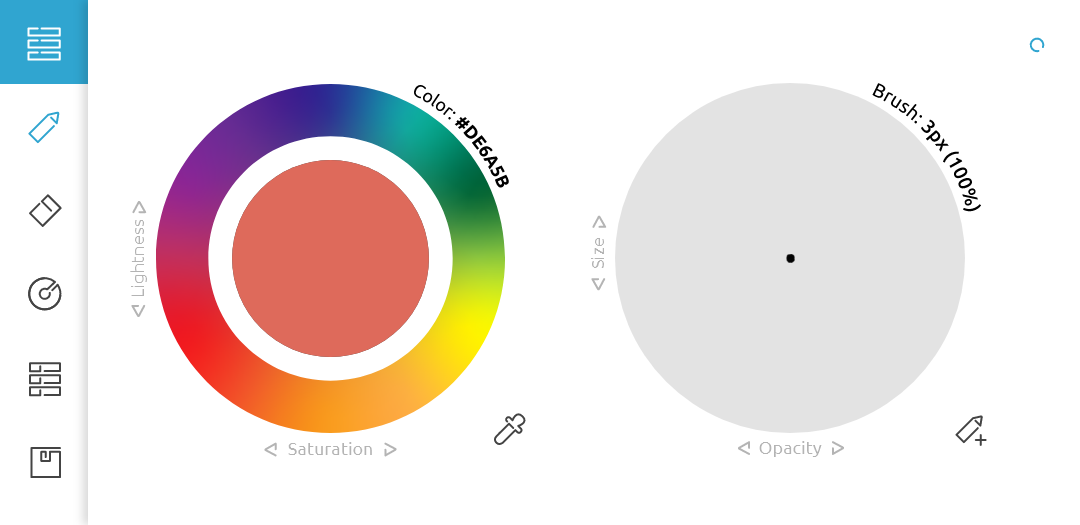 Skizzen App - Image of the fast access menu