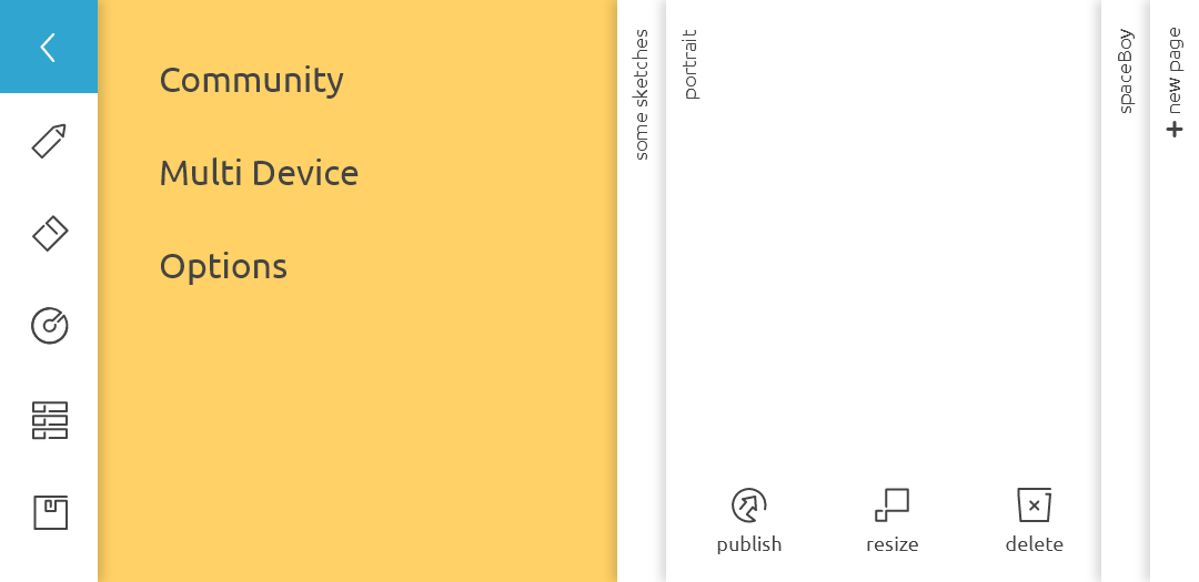 Skizzen App - Image of the menu